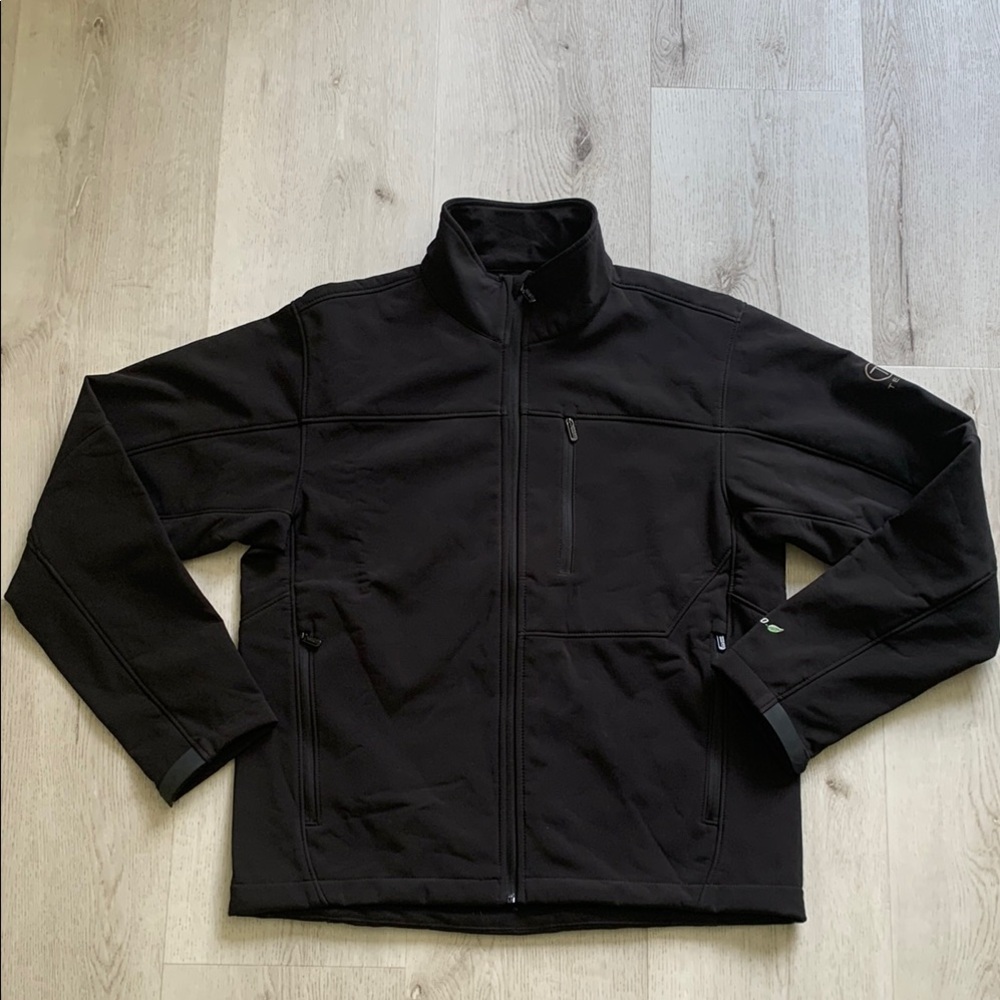 Tumi Tech by Tumi Men's Medium Gray Full‎ Zip Softshell Windbreaker Bungee Waist